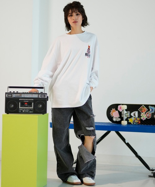 TOY MACHINE(トイ マシーン)の「【ムラサキスポーツ限定】TOY MACHINE/トイマシーン ロンT 長袖 ビックシルエット オーバーサイズ MTMPELT11(Tシャツ/カットソー・レディース・ブラック/ホワイト・L/M)」の5枚目の写真