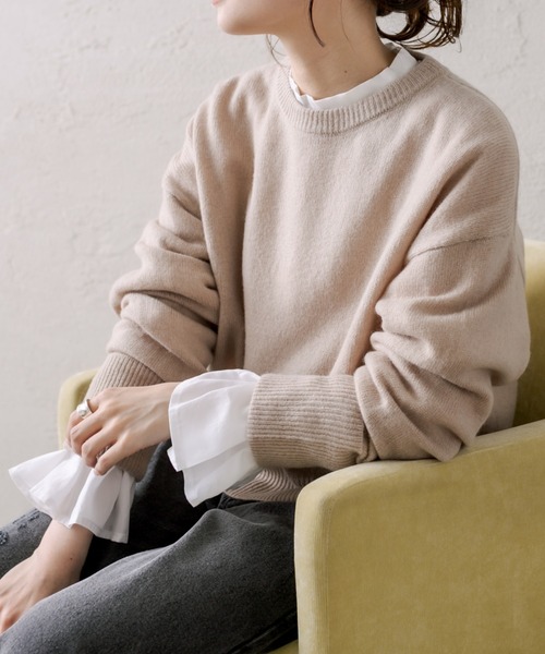 PUAL CE CIN（ピュアルセシン）の「【Du noir】袖フレアバンドカラーブラウス（シャツ/ブラウス・レディース・オフホワイト/ブルー・FREE）」の10枚目の写真