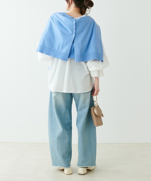 PUAL CE CIN（ピュアルセシン）の「【Du noir】袖フレアバンドカラーブラウス（シャツ/ブラウス・レディース・オフホワイト/ブルー・FREE）」の8枚目の写真