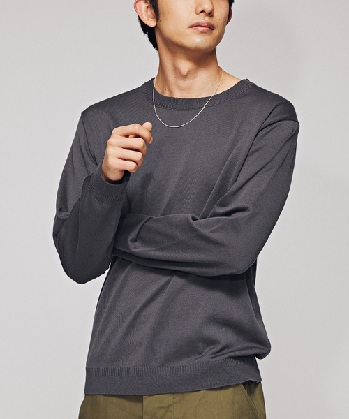 EDIFICE（エディフィス）の「ウォッシャブル ロングスリーブニット（ニット/セーター・メンズ・ネイビー/ベージュ/パープル/チャコールグレー・MEDIUM/LARGE）」の2枚目の写真