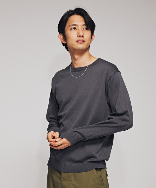 EDIFICE（エディフィス）の「ウォッシャブル ロングスリーブニット（ニット/セーター・メンズ・ネイビー/ベージュ/パープル/チャコールグレー・MEDIUM/LARGE）」の8枚目の写真