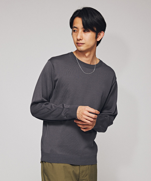 EDIFICE（エディフィス）の「ウォッシャブル ロングスリーブニット（ニット/セーター・メンズ・ネイビー/ベージュ/パープル/チャコールグレー・MEDIUM/LARGE）」の9枚目の写真