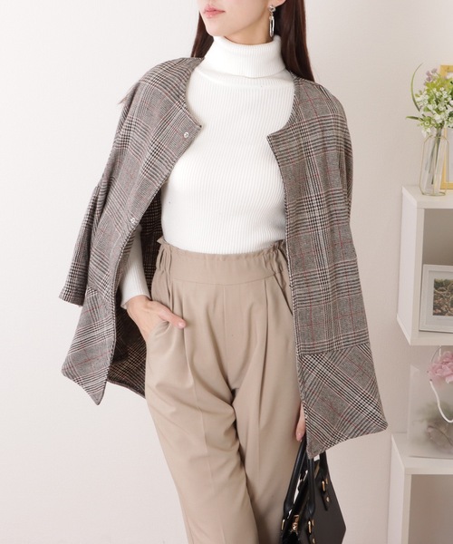 コート ポンチョ チェック柄 ノーカラー ミディアム 韓国 M~2XL 楽天市場】韓国（柄チェック）（コート・ジャケット｜レディース