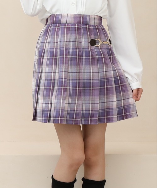 PINKHUNT（ピンクハント）の「PINKHUNT ピンクハント ビット付き プリーツ スカート 8997K（デニムスカート・キッズ・アッシュグレー/パープル/ベージュ・130cm/140cm/120cm/150cm/160cm）」の3枚目の写真