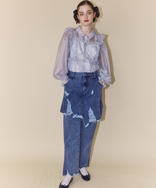 Candy Stripper（キャンディストリッパー）の「SEE THROUGH BUSTIER ブラウス（シャツ/ブラウス・レディース・ブラック/グレー/オフホワイト・2）」の8枚目の写真