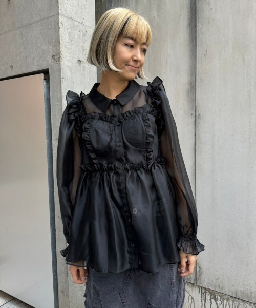 Candy Stripper（キャンディストリッパー）の「SEE THROUGH BUSTIER ブラウス（シャツ/ブラウス・レディース・ブラック/グレー/オフホワイト・2）」の9枚目の写真