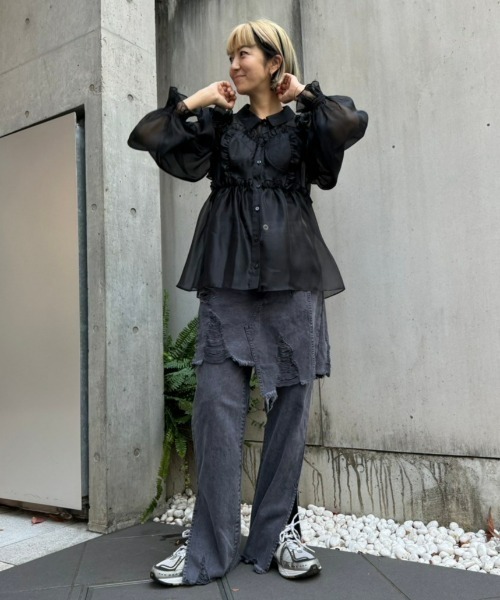 Candy Stripper（キャンディストリッパー）の「SEE THROUGH BUSTIER ブラウス（シャツ/ブラウス・レディース・ブラック/グレー/オフホワイト・2）」の10枚目の写真