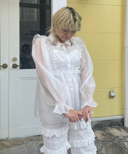 Candy Stripper（キャンディストリッパー）の「SEE THROUGH BUSTIER ブラウス（シャツ/ブラウス・レディース・ブラック/グレー/オフホワイト・2）」の14枚目の写真