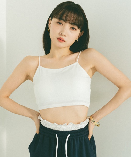 VANNIE U（ヴァニーユー）の「カップ付きクロップドリブキャミソール（キャミソール・レディース・ピンク/ライトグレー/ホワイト/ブラック・FREE）」の20枚目の写真