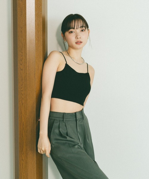 VANNIE U（ヴァニーユー）の「カップ付きクロップドリブキャミソール（キャミソール・レディース・ピンク/ライトグレー/ホワイト/ブラック・FREE）」の13枚目の写真