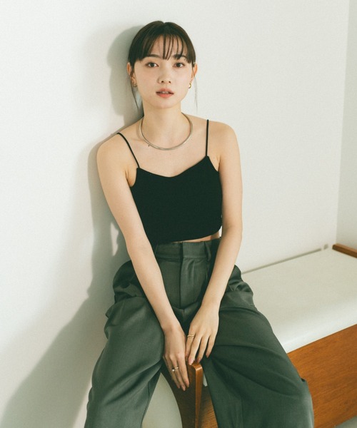 VANNIE U（ヴァニーユー）の「カップ付きクロップドリブキャミソール（キャミソール・レディース・ピンク/ライトグレー/ホワイト/ブラック・FREE）」の14枚目の写真