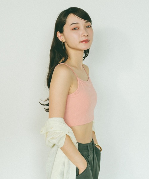 VANNIE U（ヴァニーユー）の「カップ付きクロップドリブキャミソール（キャミソール・レディース・ピンク/ライトグレー/ホワイト/ブラック・FREE）」の19枚目の写真