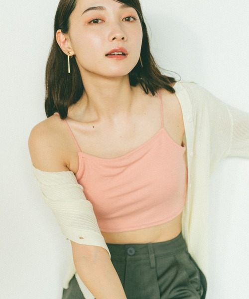 VANNIE U（ヴァニーユー）の「カップ付きクロップドリブキャミソール（キャミソール・レディース・ピンク/ライトグレー/ホワイト/ブラック・FREE）」の19枚目の写真