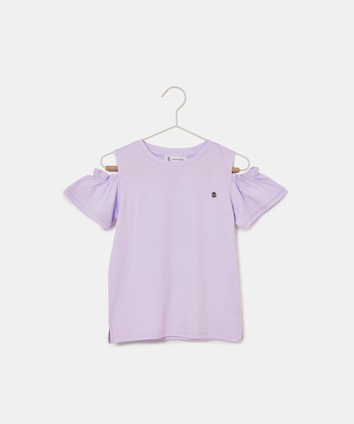 ROPE' PICNIC（ロペピクニック）の「【KIDS】肩あきフリルハーフスリーブTシャツ（Tシャツ/カットソー・キッズ・ブラック/ホワイト/サックスブルー/ラベンダー/ピンク・110/120/130/140/150）」の4枚目の写真