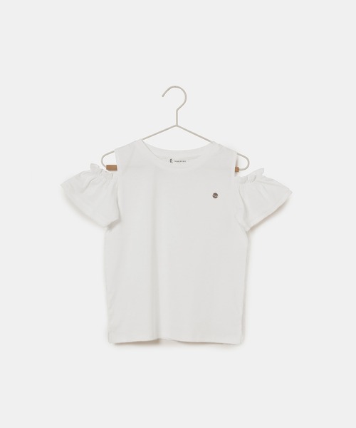 ROPE' PICNIC（ロペピクニック）の「【KIDS】肩あきフリルハーフスリーブTシャツ（Tシャツ/カットソー・キッズ・ブラック/ホワイト/サックスブルー/ラベンダー/ピンク・110/120/130/140/150）」の2枚目の写真