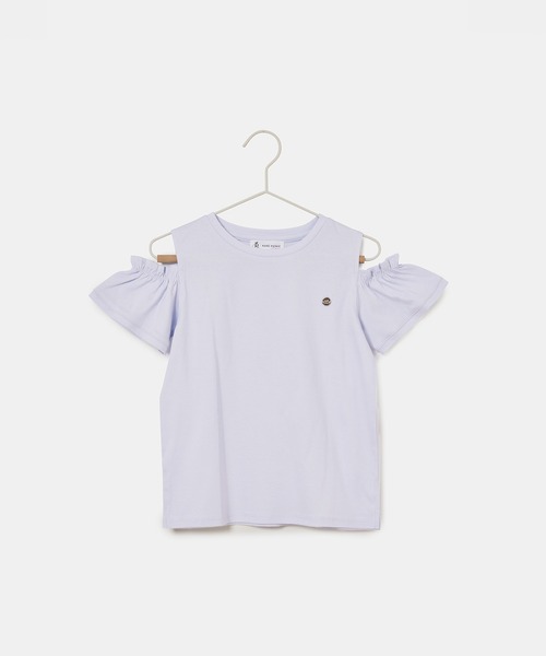 ROPE' PICNIC（ロペピクニック）の「【KIDS】肩あきフリルハーフスリーブTシャツ（Tシャツ/カットソー・キッズ・ブラック/ホワイト/サックスブルー/ラベンダー/ピンク・110/120/130/140/150）」の3枚目の写真