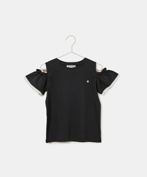 【KIDS】肩あきフリルハーフスリーブTシャツ