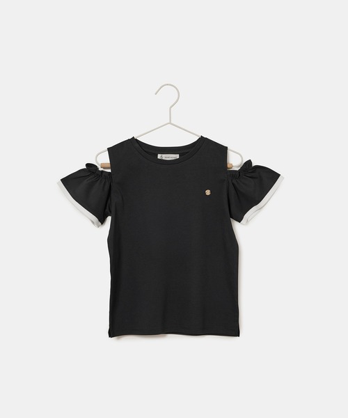 ROPE' PICNIC（ロペピクニック）の「【KIDS】肩あきフリルハーフスリーブTシャツ（Tシャツ/カットソー・キッズ・ブラック/ホワイト/サックスブルー/ラベンダー/ピンク・110/120/130/140/150）」の6枚目の写真