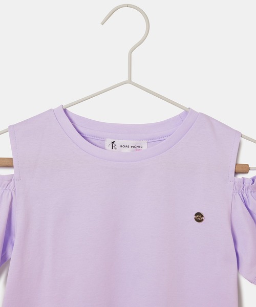 ROPE' PICNIC（ロペピクニック）の「【KIDS】肩あきフリルハーフスリーブTシャツ（Tシャツ/カットソー・キッズ・ブラック/ホワイト/サックスブルー/ラベンダー/ピンク・110/120/130/140/150）」の12枚目の写真