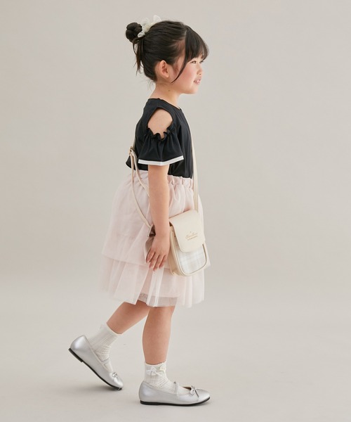 ROPE' PICNIC（ロペピクニック）の「【KIDS】肩あきフリルハーフスリーブTシャツ（Tシャツ/カットソー・キッズ・ブラック/ホワイト/サックスブルー/ラベンダー/ピンク・110/120/130/140/150）」の21枚目の写真