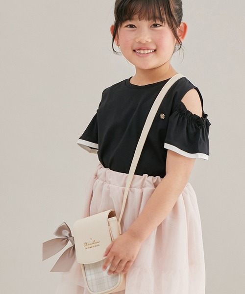 ROPE' PICNIC（ロペピクニック）の「【KIDS】肩あきフリルハーフスリーブTシャツ（Tシャツ/カットソー・キッズ・ブラック/ホワイト/サックスブルー/ラベンダー/ピンク・110/120/130/140/150）」の22枚目の写真