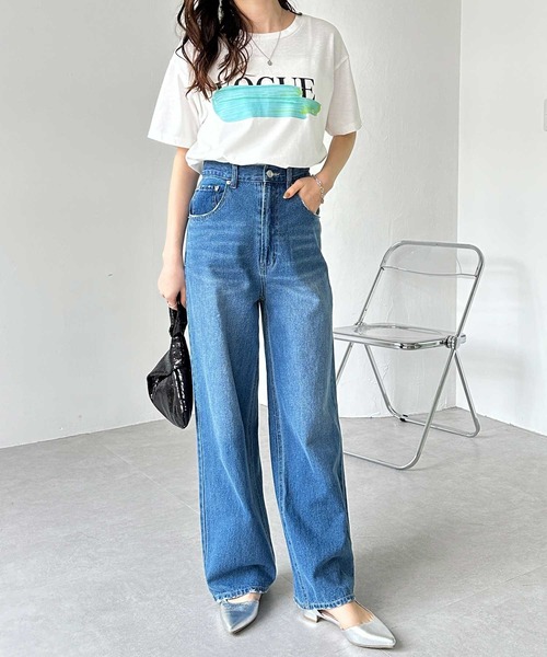 レディース 春夏ハイウエストストレートパンツカジュアル b11671 ハイウエストストレートパンツ[品番：FNBW0000423