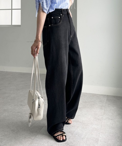 セール】秋のマストアイテム！美脚見えハイウエストストレート