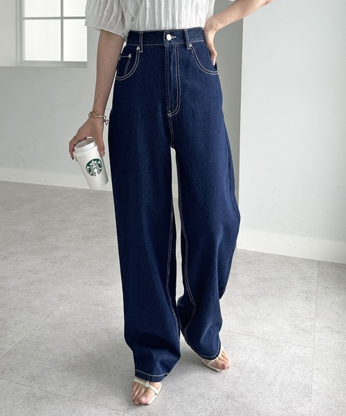 セール】秋のマストアイテム！美脚見えハイウエストストレートワイド