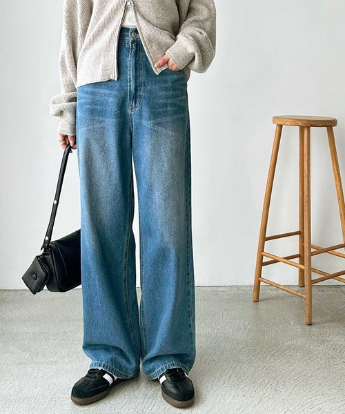 セール】秋のマストアイテム！美脚見えハイウエストストレート