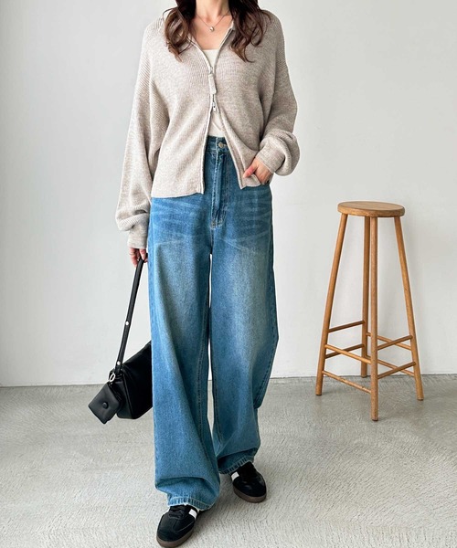 セール】秋のマストアイテム！美脚見えハイウエストストレートワイド