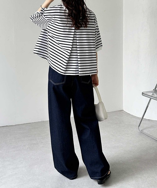 GeeRA（ジーラ）の「秋のマストアイテム！美脚見えハイウエストストレートワイドデニムパンツ（デニムパンツ・レディース・ブルー/ブラック/ネイビー・MEDIUM/X-LARGE/SMALL/LARGE）」の19枚目の写真