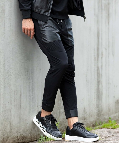 1PIU1UGUALE3 RELAX (ウノピゥウノウグァーレトレ リラックス)の「1PIU1UGUALE3 RELAX(ウノピゥウノウグァーレトレ リラックス)シープレザーコンビロングパンツ(その他パンツ・メンズ・ブラック/ホワイト・S/M/L/XL/XXL)」の8枚目の写真