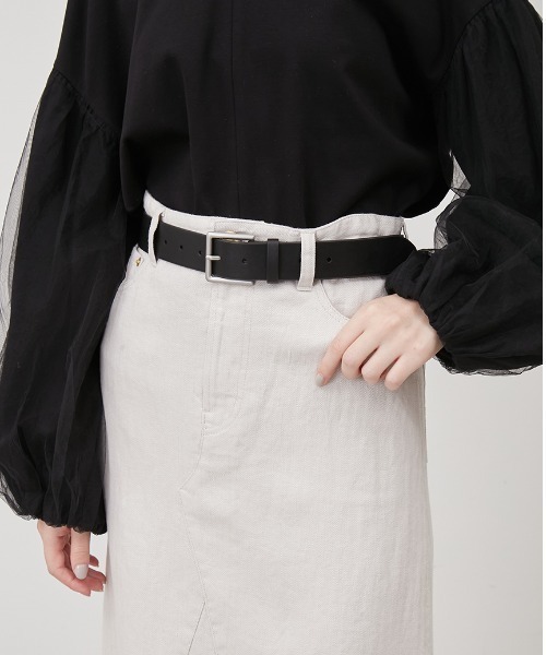 Mila Owen（ミラオーウェン）の「メタルスクエアバックルベルト（ベルト・レディース・ゴールド/ベージュ/シルバー・FREE）」の8枚目の写真