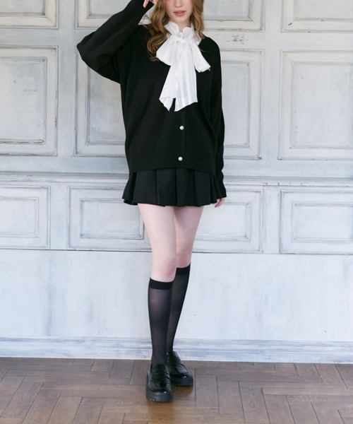 CALNAMUR（カルナムール）の「シアーチェックラッフルリボンブラウス（シャツ/ブラウス・レディース・ホワイト/ブラック・FREE）」の6枚目の写真