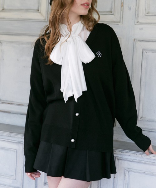 CALNAMUR（カルナムール）の「シアーチェックラッフルリボンブラウス（シャツ/ブラウス・レディース・ホワイト/ブラック・FREE）」の4枚目の写真