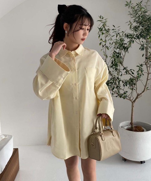 one after another NICE CLAUP（ワンアフターアナザーナイスクラップ）の「【ZOZO限定商品】ワイドスリーブオーバーサイズシャツ（シャツ/ブラウス・レディース・イエロー/オフホワイト/ブルー・FREE）」の5枚目の写真