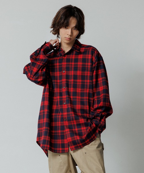 ADAM ET ROPE'(アダムエロペ)の「【WEB限定】スーパールーズシルエット ビッグブロックチェック シャツ / ユニセックス(シャツ/ブラウス・メンズ・グリーン系その他/ホワイト系その他/レッド系その他・L/M)」の1枚目の写真