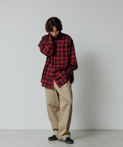 ADAM ET ROPE'(アダムエロペ)の「【WEB限定】スーパールーズシルエット ビッグブロックチェック シャツ / ユニセックス(シャツ/ブラウス・メンズ・グリーン系その他/ホワイト系その他/レッド系その他・L/M)」の9枚目の写真