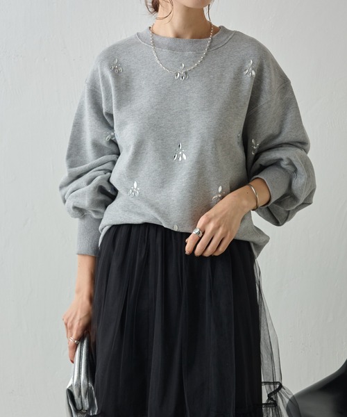 COLLAGE GALLARDAGALANTE（コラージュガリャルダガランテ）の「ビジュースウェット/WEB限定（スウェット・レディース・グレー/ネイビー・FREE）」の20枚目の写真