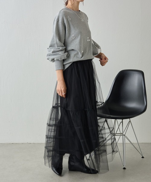COLLAGE GALLARDAGALANTE（コラージュガリャルダガランテ）の「ビジュースウェット/WEB限定（スウェット・レディース・グレー/ネイビー・FREE）」の5枚目の写真