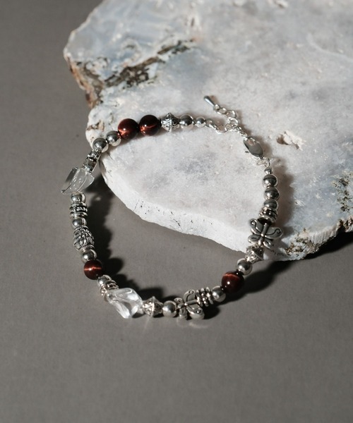 RAGEBLUE（レイジブルー）の「【THEIRB/ゼアーブ】メタルコンビ/ビーズブレスレット（ブレスレット・メンズ・ブラック/ホワイト/グリーン系その他/レッド・FREE）」の4枚目の写真