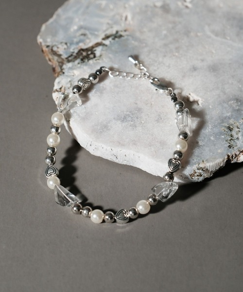 RAGEBLUE（レイジブルー）の「【THEIRB/ゼアーブ】メタルコンビ/ビーズブレスレット（ブレスレット・メンズ・ブラック/ホワイト/グリーン系その他/レッド・FREE）」の2枚目の写真