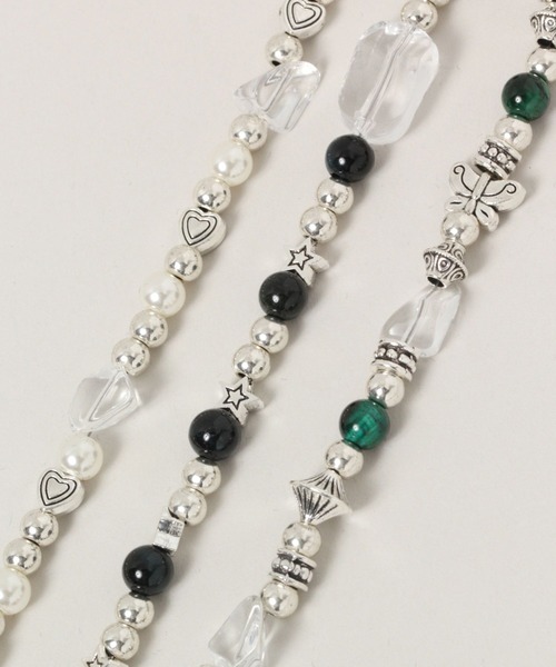 RAGEBLUE（レイジブルー）の「【THEIRB/ゼアーブ】メタルコンビ/ビーズブレスレット（ブレスレット・メンズ・ブラック/ホワイト/グリーン系その他/レッド・FREE）」の6枚目の写真