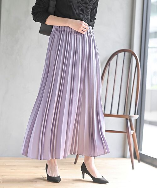 rps（アールピーエス）の「ランダムアコーディオンプリーツスカート（スカート・レディース・パープル/チャコールグレー/ライトグレー/イエロー/グリーン・フリー）」の4枚目の写真