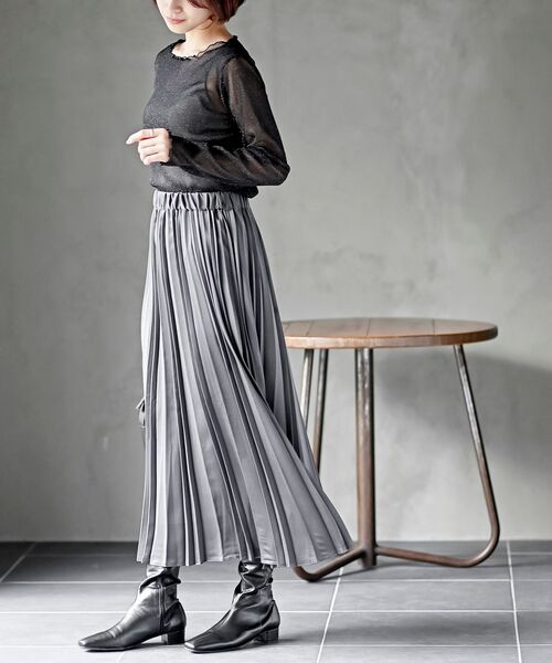 rps（アールピーエス）の「ランダムアコーディオンプリーツスカート（スカート・レディース・パープル/チャコールグレー/ライトグレー/イエロー/グリーン・フリー）」の6枚目の写真