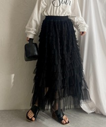 She's Closet（シーズクローゼット）の「Aラインフレアロングチュールフリルボリュームスカート（スカート）」