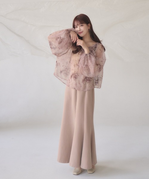 mellowneon(メロウネオン)の「ニュアンス柄シアーブラウス / 4way / 2way / オフショル(シャツ/ブラウス・レディース・ブルー/ピンクベージュ・FREE)」の10枚目の写真