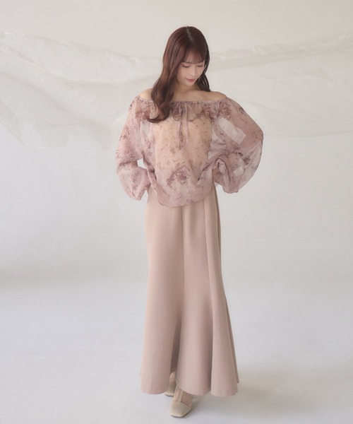 mellowneon(メロウネオン)の「ニュアンス柄シアーブラウス / 4way / 2way / オフショル(シャツ/ブラウス・レディース・ブルー/ピンクベージュ・FREE)」の11枚目の写真