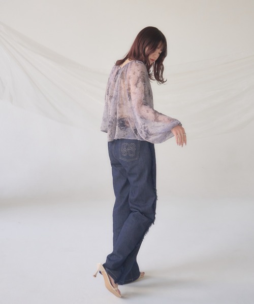 mellowneon(メロウネオン)の「ニュアンス柄シアーブラウス / 4way / 2way / オフショル(シャツ/ブラウス・レディース・ブルー/ピンクベージュ・FREE)」の19枚目の写真