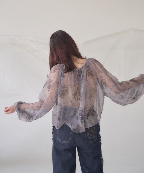 ブラウス シャツ wave design sheer blouse / ウェーブデザインシアーブラウス レディース wave design sheer blouse – eim online（エイム オンライン）